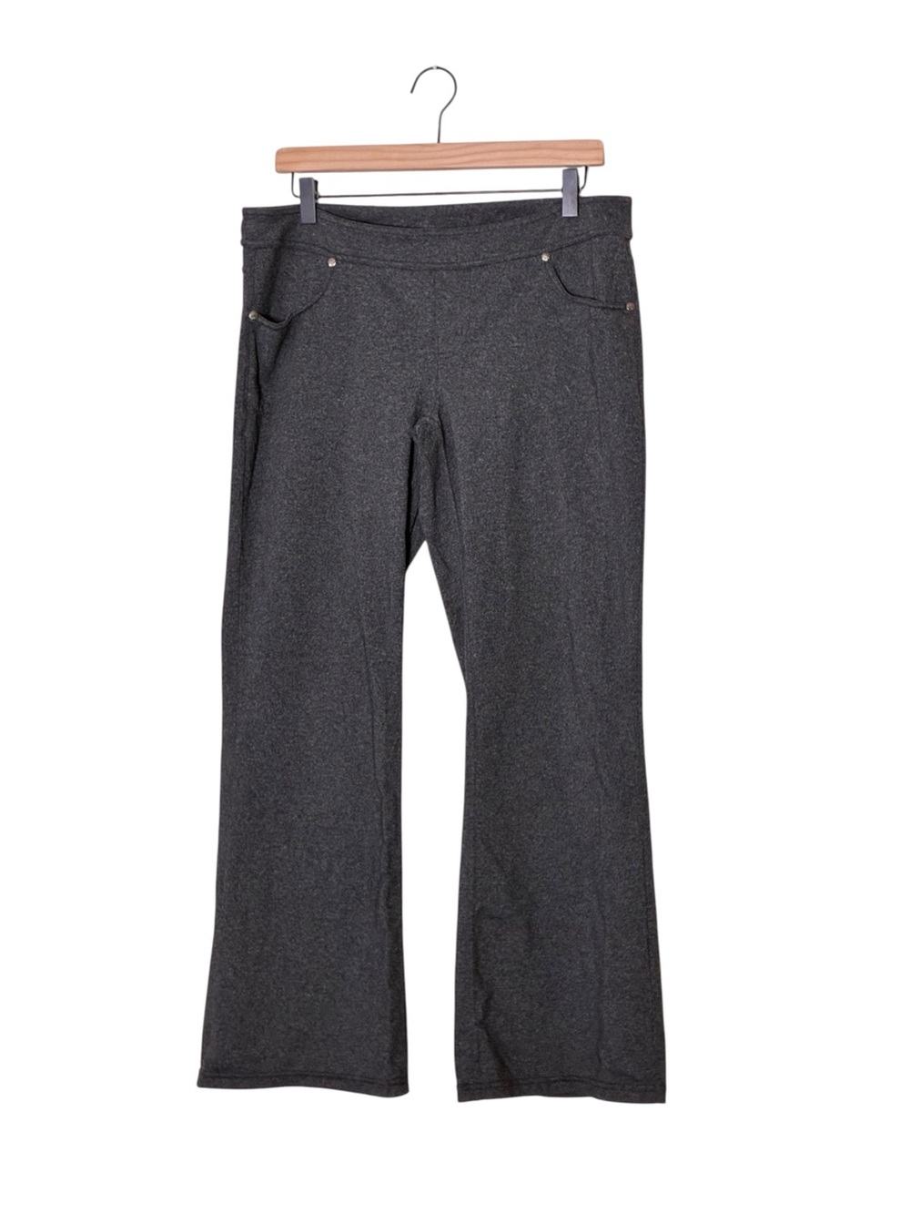 Athleta | Gray 2000’s Mid Rise flare stretch leggings yoga pants size LP